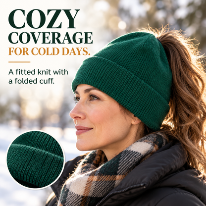 ❄️ Women’s Winter Knit Ponytail Beanie with Magnetic Opening