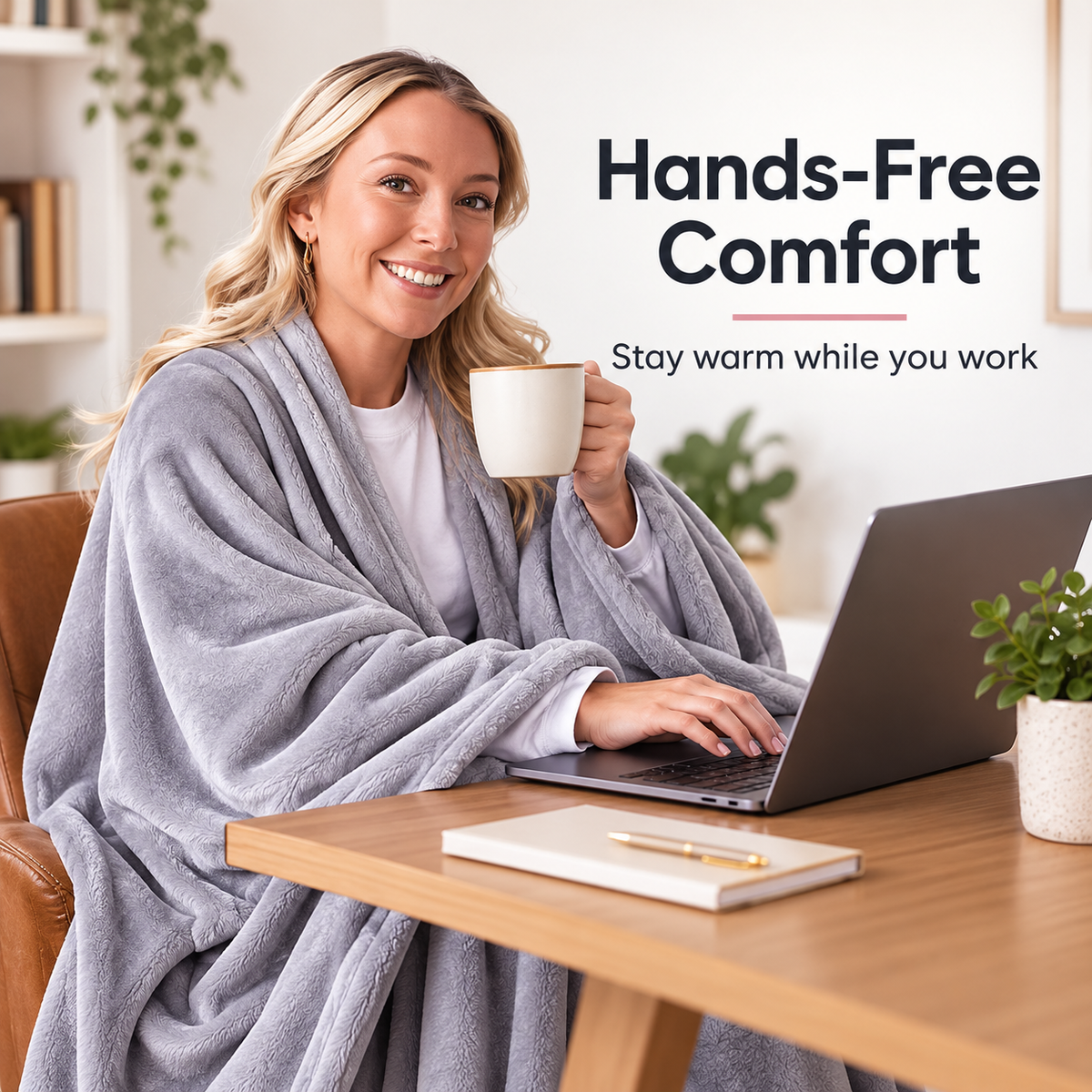 Oversized Wearable Flannel Blanket – Cozy Wrap with Sleeves