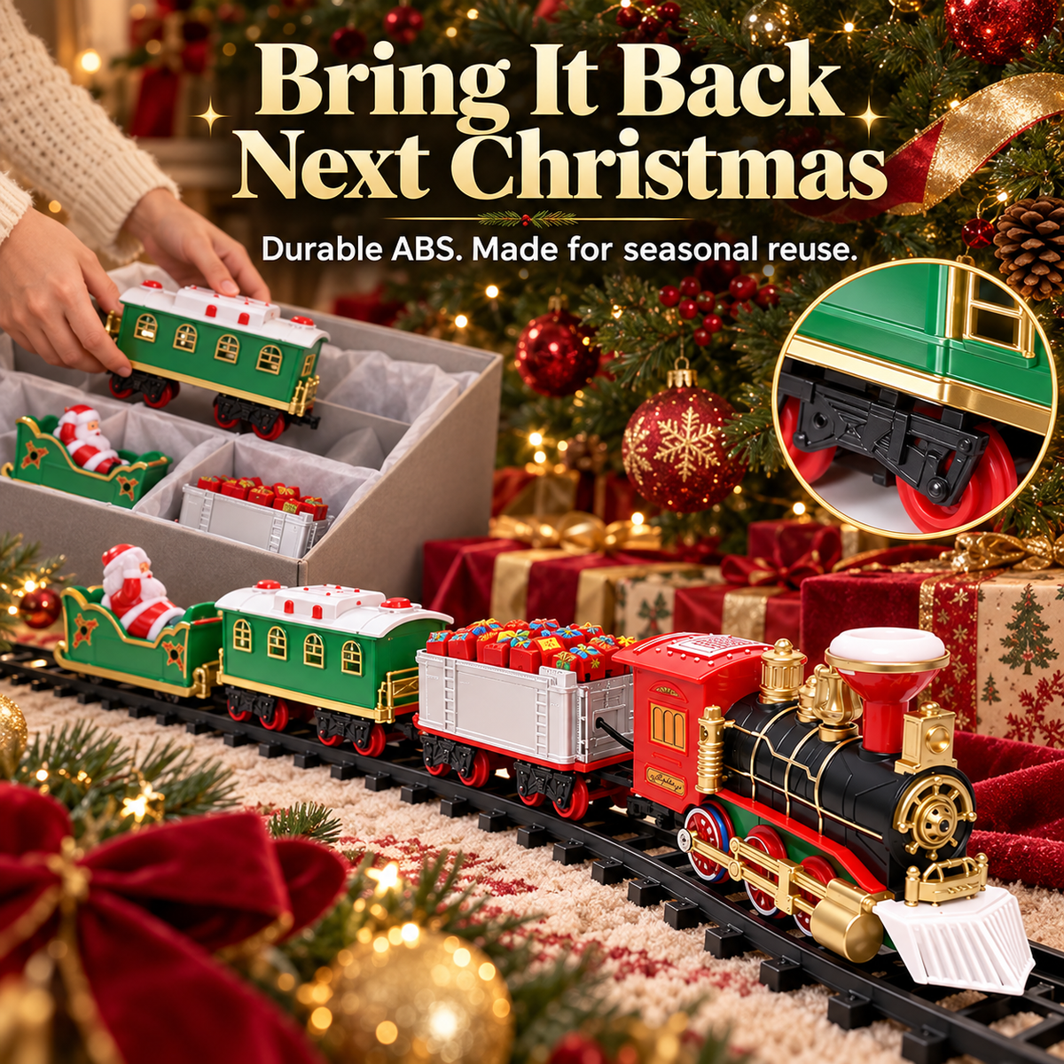 🎄 Animated Christmas Train Set for Around the Tree