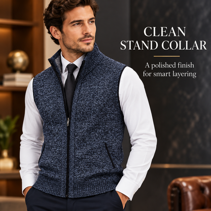 Men’s Full-Zip Stand Collar Sweater Vest