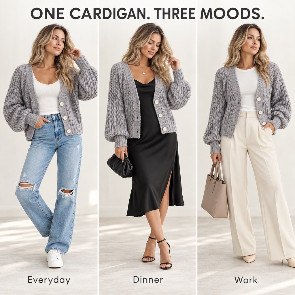 Women’s Chunky Knit V-Neck Button Cardigan