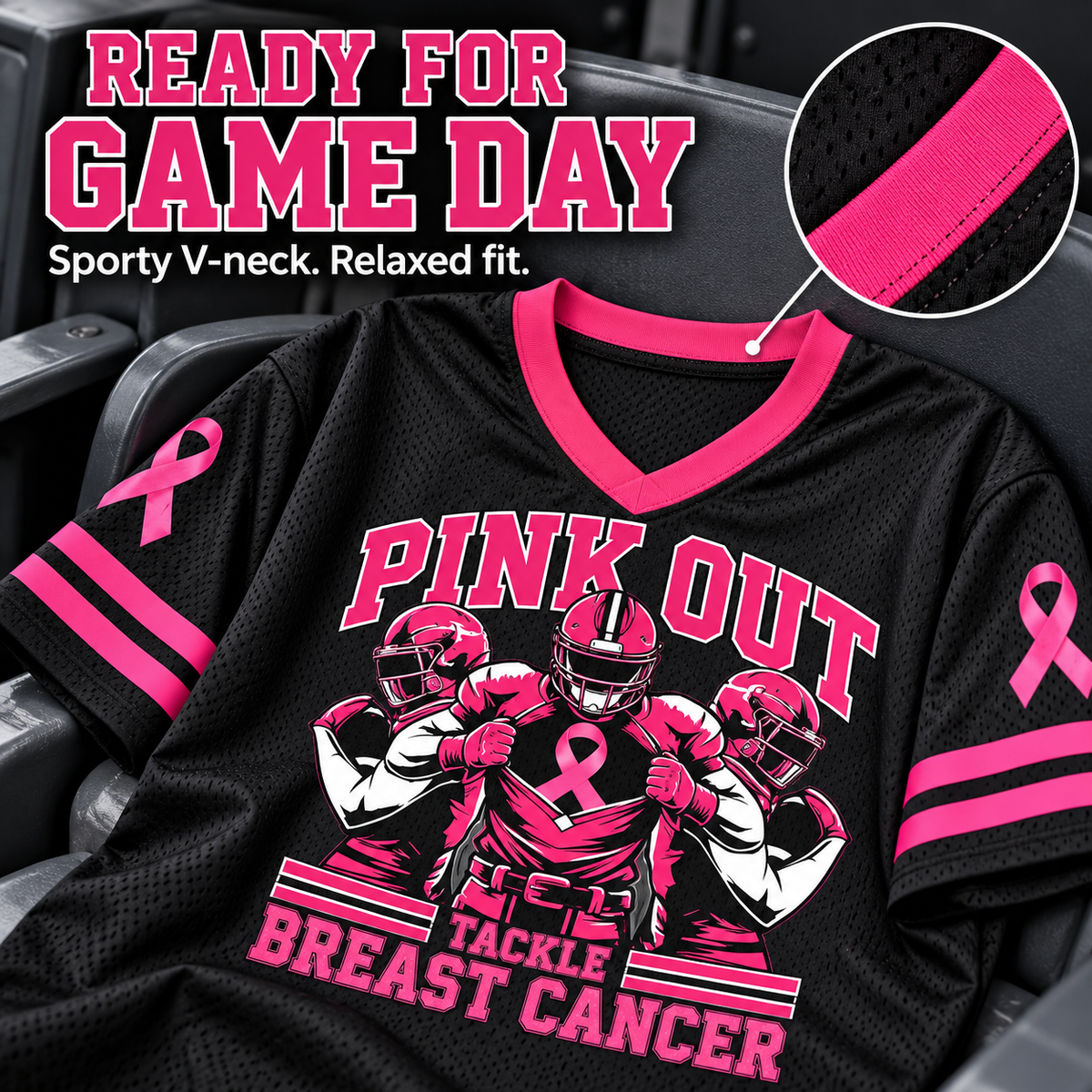 Pink Ribbon Breast Cancer Support Game Day Jersey