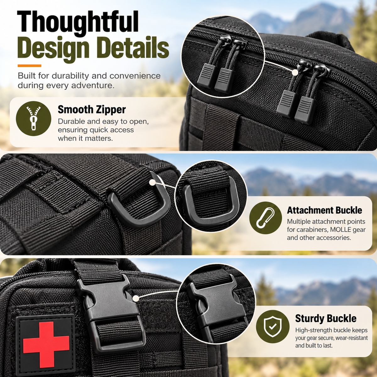 🎒 Tactical First Aid Pouch – 2.7L Compact Outdoor Organizer
