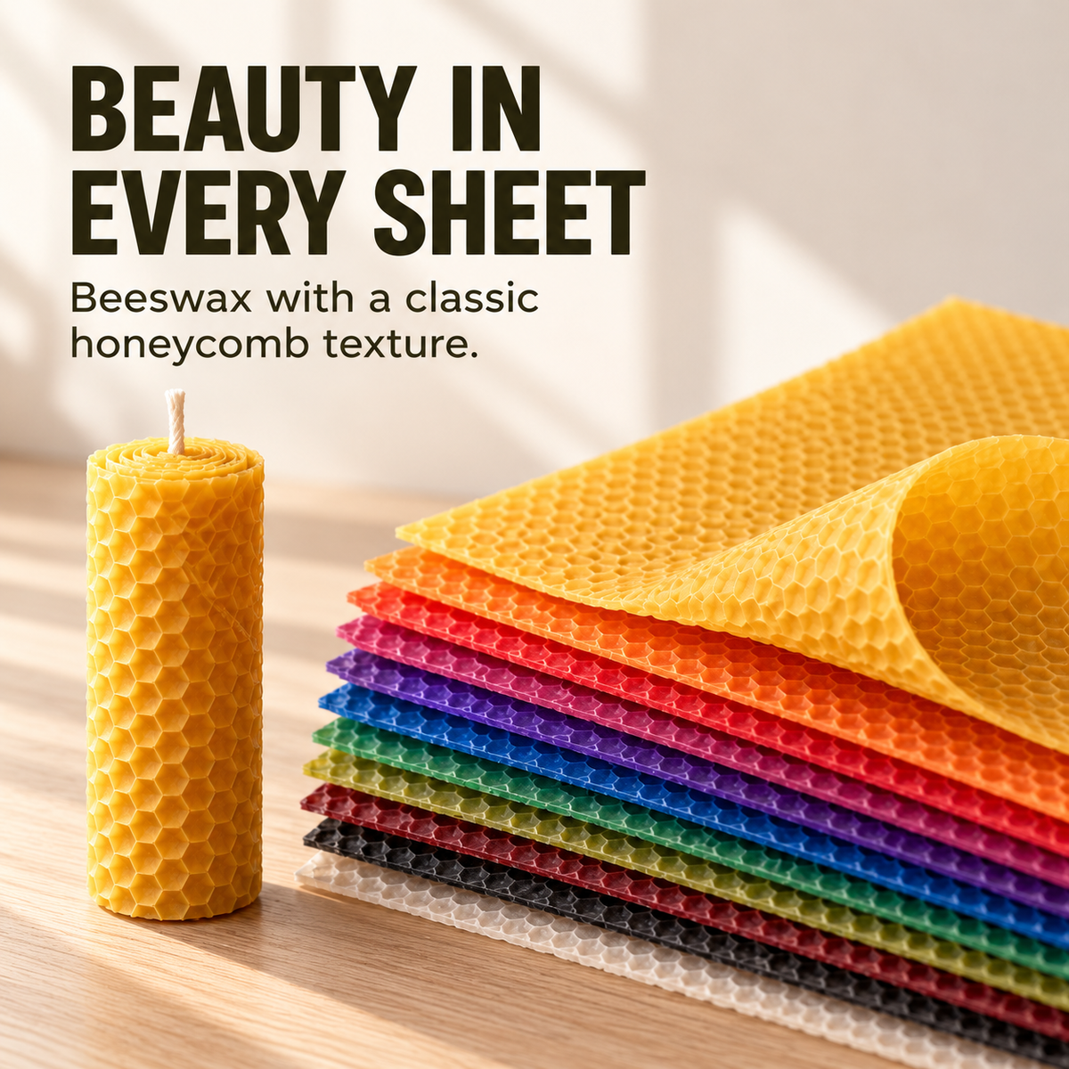 DIY Natural Beeswax Candle Making Kit – 12 Colorful Wax Sheets + 12 Wicks, Easy Handmade Gifts