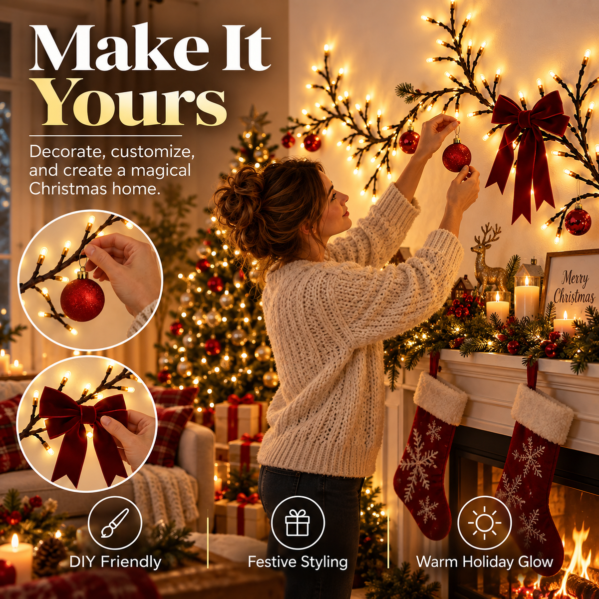 ✨ Willow Branch Lights – Elegant Warm Glow for Holiday Decor 🎁
