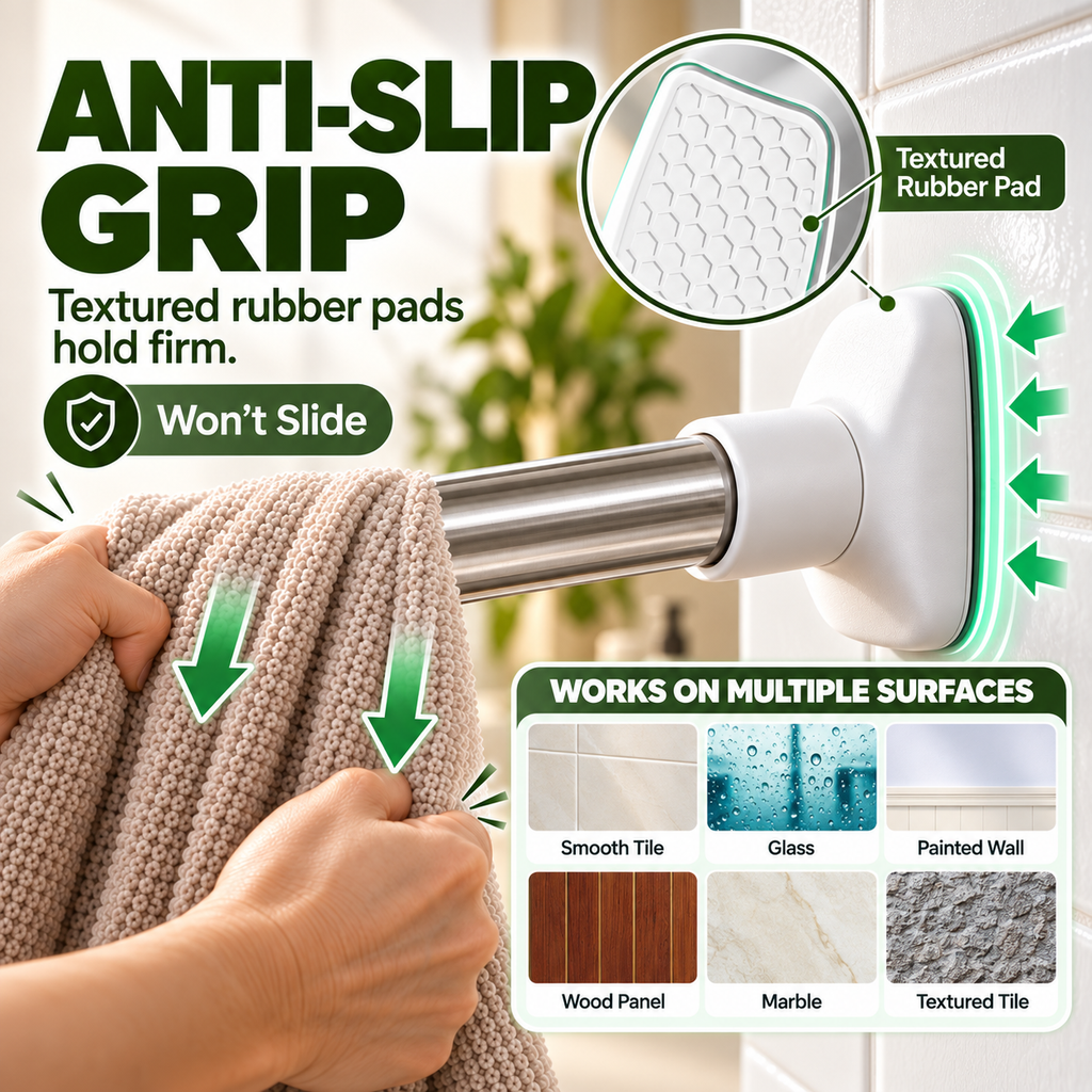 🛠️ Adjustable No-Drill Tension Rod for Closets, Bathrooms & Small Spaces