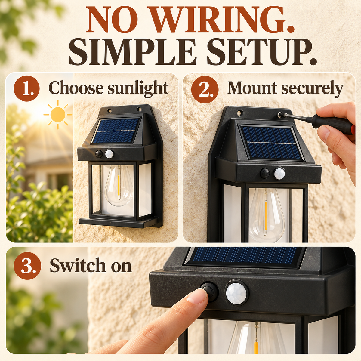 ☀️ Vintage Solar Wall Lantern – Warm Glow for Your Outdoor Space ✨