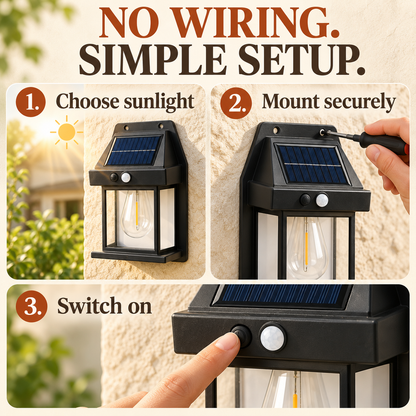 ☀️ Vintage Solar Wall Lantern – Warm Glow for Your Outdoor Space ✨