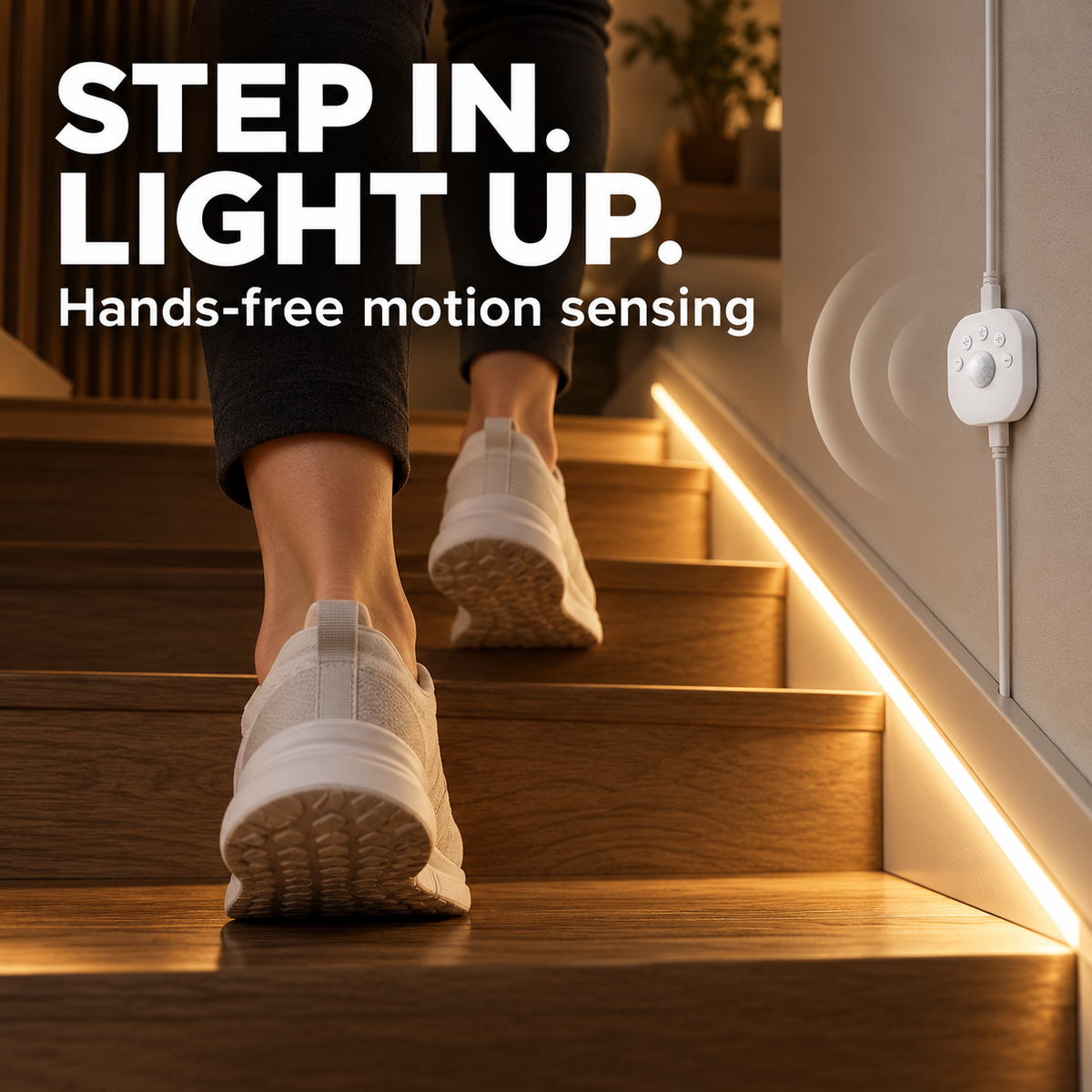 Motion Sensor LED Strip Lights – Dynamic Flowing Effects, USB Powered, Cuttable for Stairs & Home