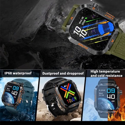 Rugged Military Smartwatch – 2.01" HD Display, Bluetooth Calling & 100+ Sports Modes