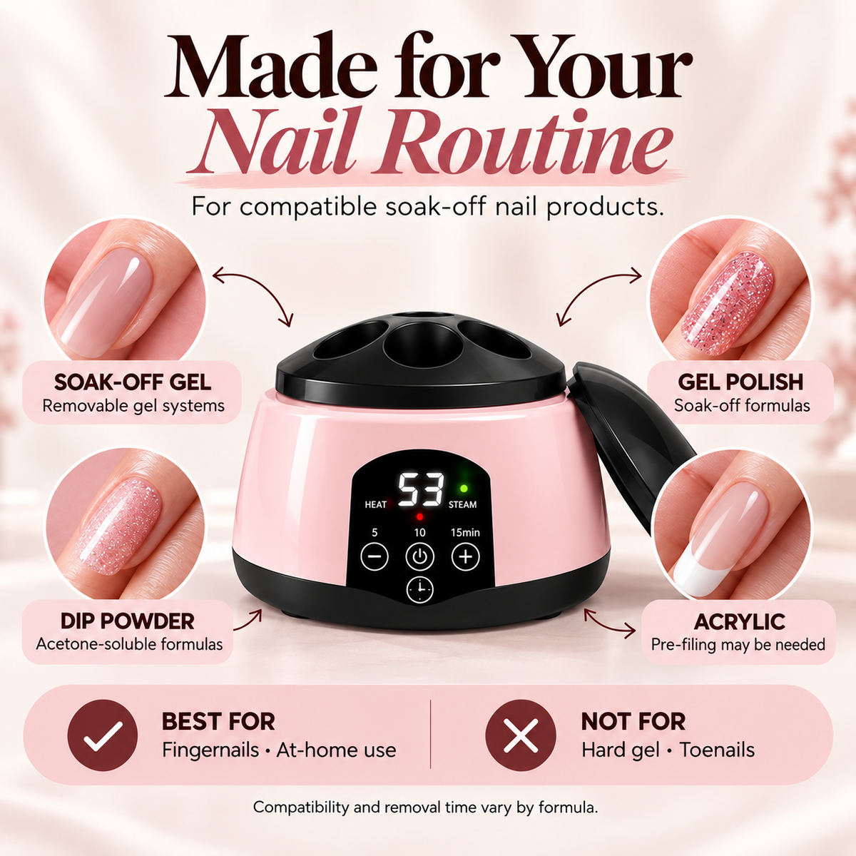 At-Home Steam Gel Nail Remover – Foil-Free & Heat-Assisted Polish Cleaner💅
