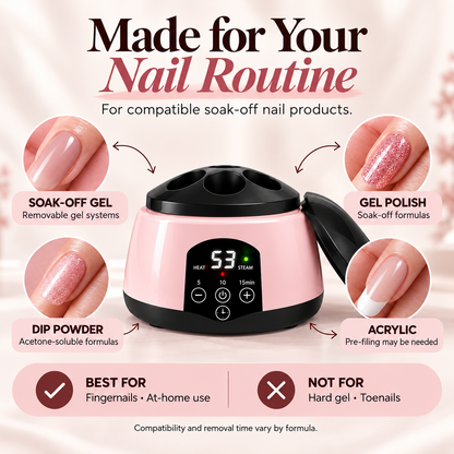 At-Home Steam Gel Nail Remover – Foil-Free & Heat-Assisted Polish Cleaner💅