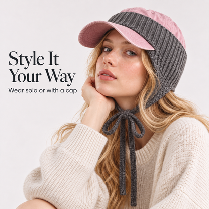 ❄️Women's Knit Ear Warmer Headband – Cap-Friendly Tie-On Design🧣