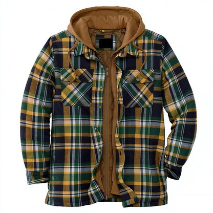 Men’s Quilted Flannel Hooded Shirt Jacket