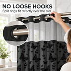 Hookless Double-Layer Shower Curtain with Snap-in Fabric Liner