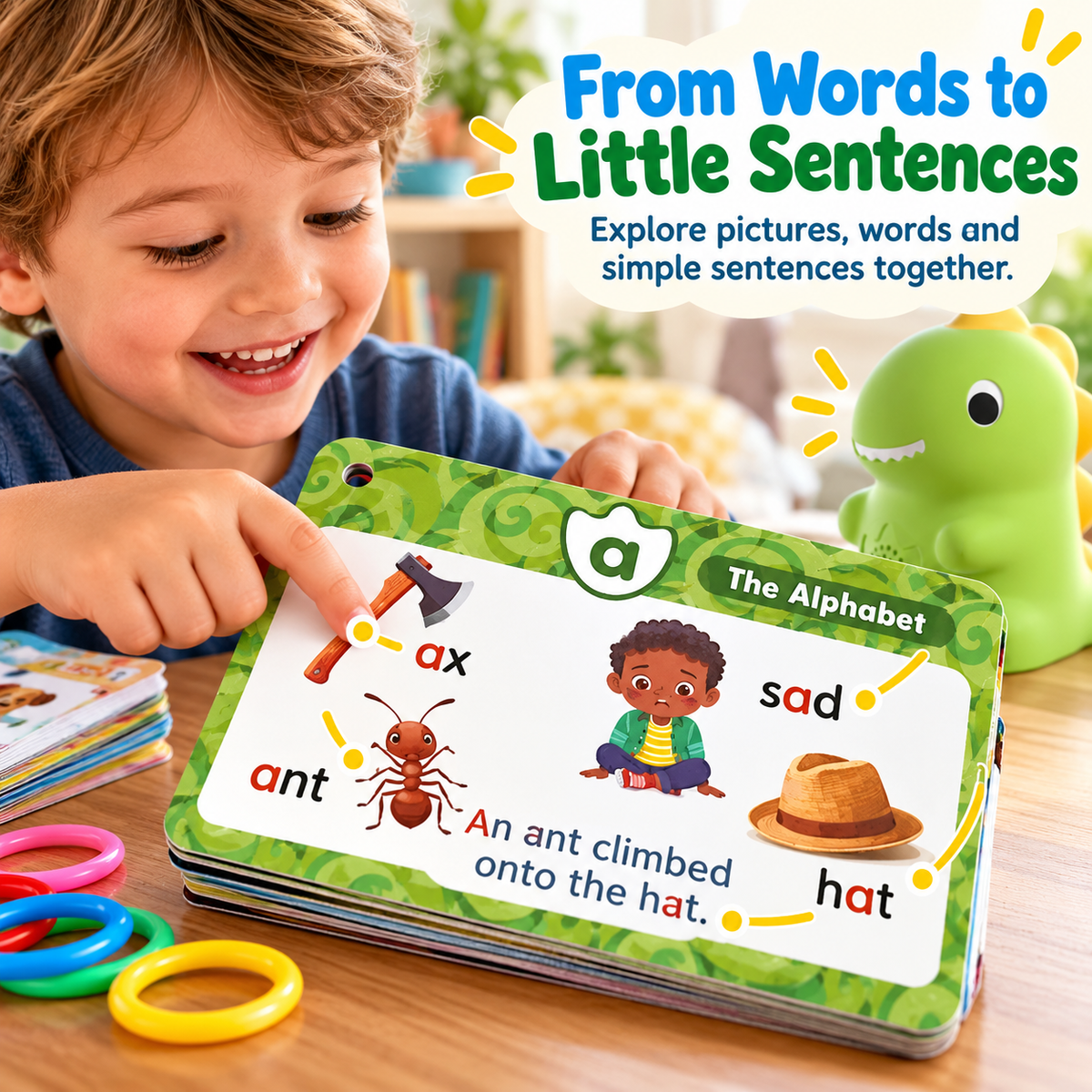 🦖 Little Learning Dino – Interactive Talking Flash Cards for Kids | Montessori Educational Toy