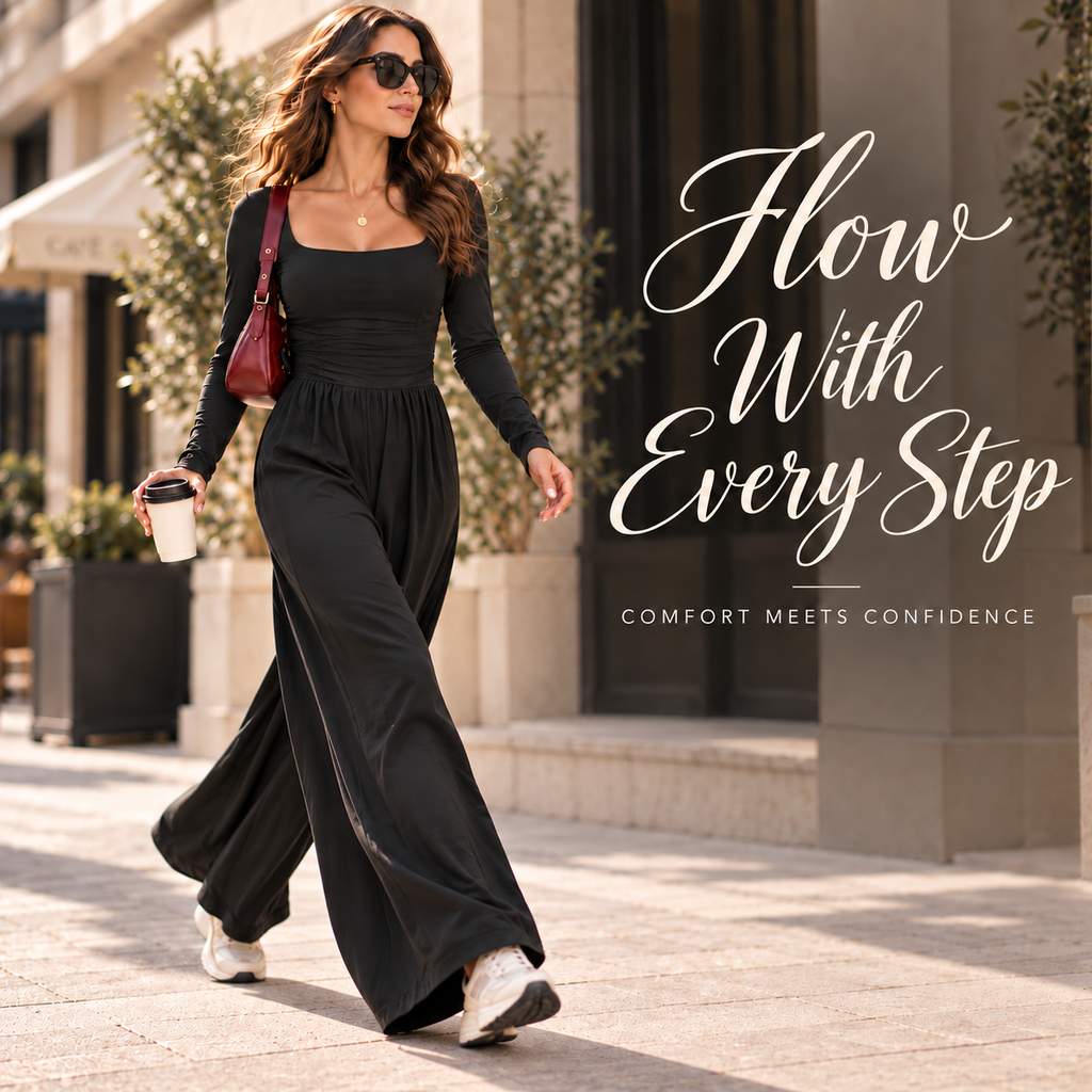 Women’s Square Neck Ruched Wide-Leg Jumpsuit