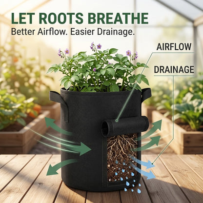 2-Pack Potato Grow Bags with Harvest Window – Breathable Fabric Planters with Handles, Easy Harvest & Reusable Design