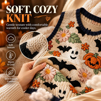 Women’s Halloween Knit Sweater Vest – Cozy Spooky Layering Top for Fall Outfits