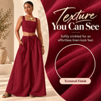 Women's Square Neck Two Piece Set – Flowy Wide Leg Pants Outfit