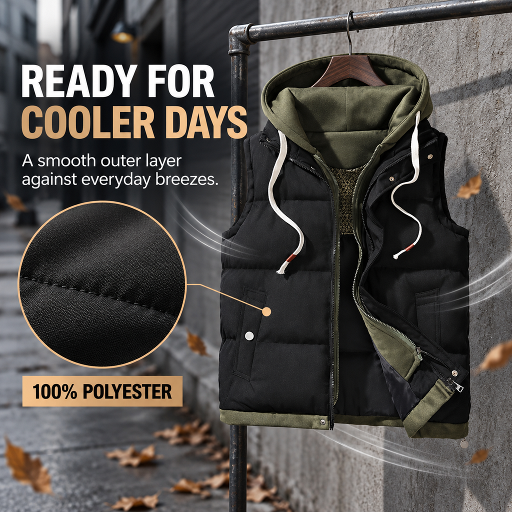 Unisex Hooded Puffer Vest Built for Warm Everyday Layering