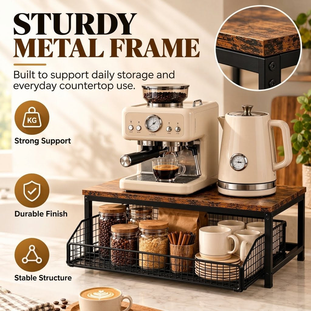 🏡 2-Tier Slide-Out Countertop Organizer – Instant Extra Storage for Kitchen, Office & Bathroom