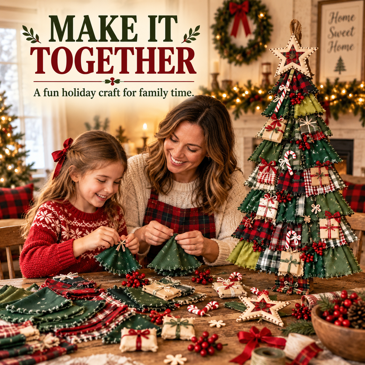 DIY Oversized Patchwork Christmas Tree Door Hanging Kit with Tools