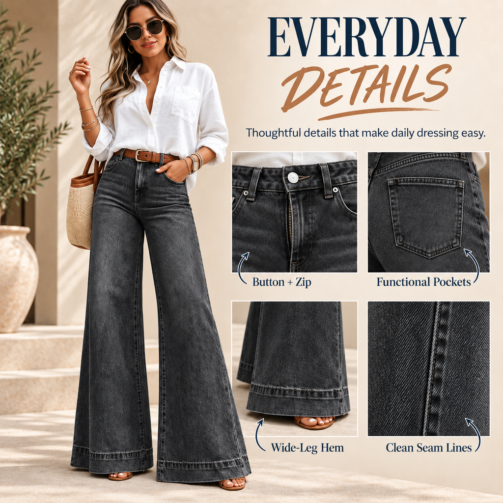 High Waist Elastic Loose Fit Jeans | Casual Everyday Denim & All-Season Comfort