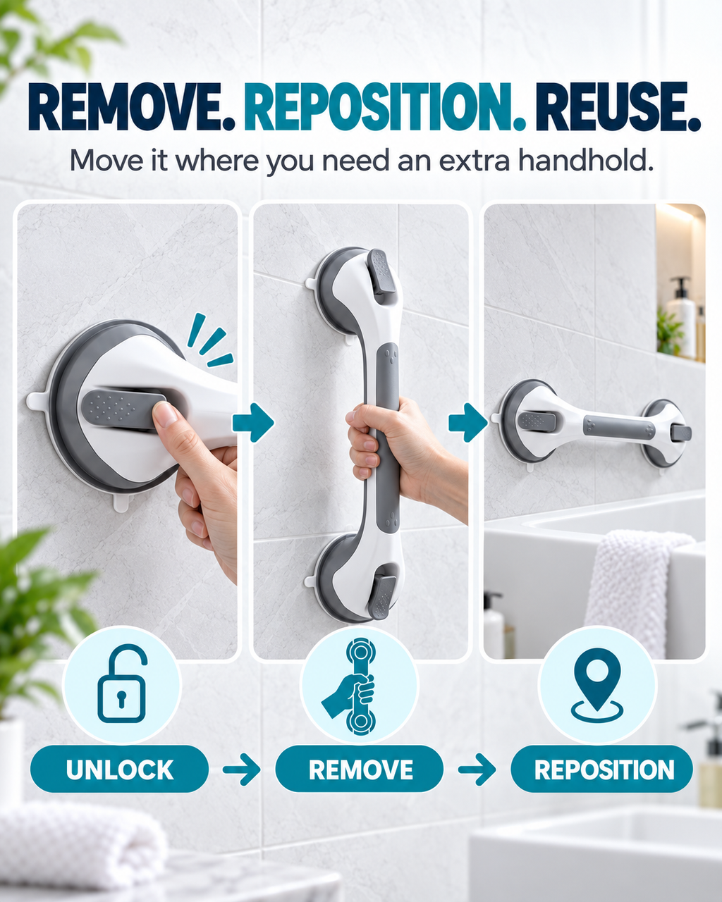 🛡️Secure Every Step | Reliable Bathroom Support for Seniors & Recovery