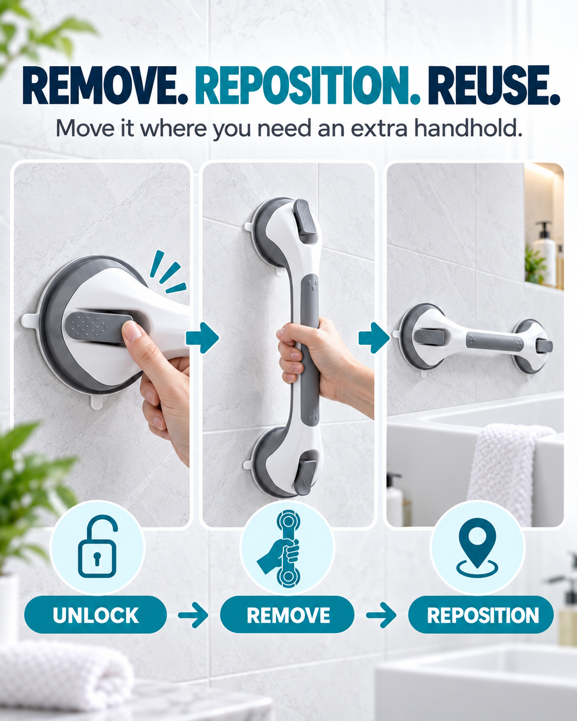 🛡️Secure Every Step | Reliable Bathroom Support for Seniors & Recovery