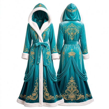 👑 Fairytale Royal Heated Robe – Plush Sherpa Lined Electric Heating Long Dressing Gown 🔥
