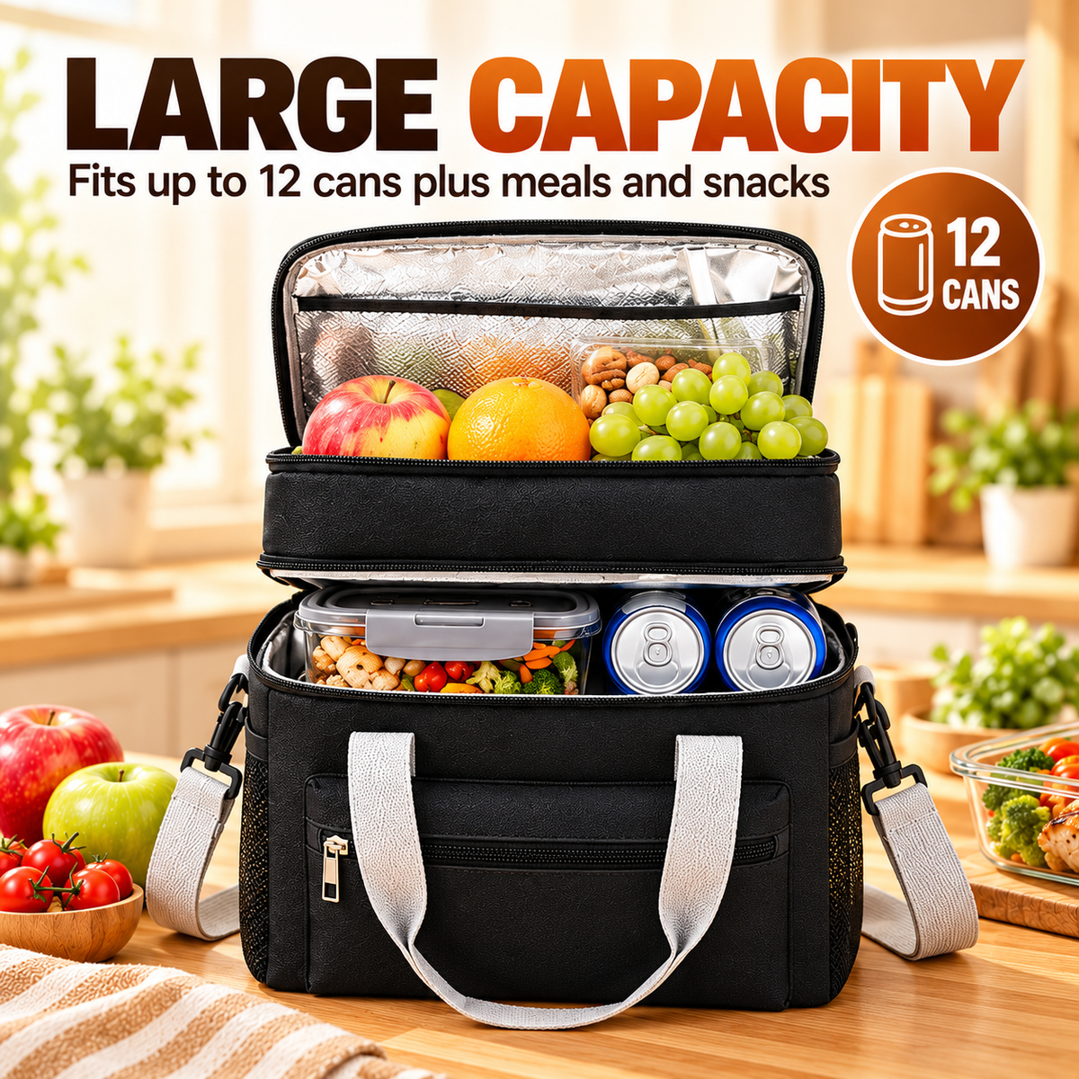 🥪2-in-1 Double-Layer Insulated Lunch Bag – Pack More, Keep It Hot or Cold Longer!✨