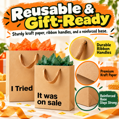 Funny Gift Bags -Set of 5- Snarky, Perfect for Gifts, Secret Santa, and Christmas