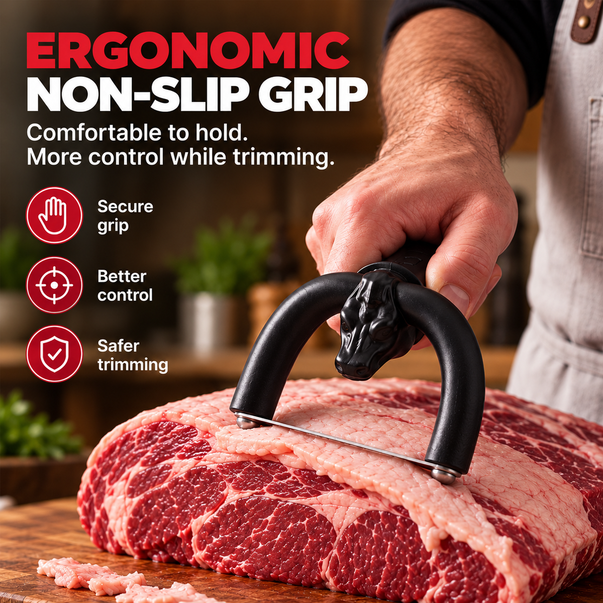 🥩 Handheld Fat Trimmer for Beef & Pork, Portable Meat Fat Remover Tool, Easy Brisket Trimming BBQ Kitchen Gadget