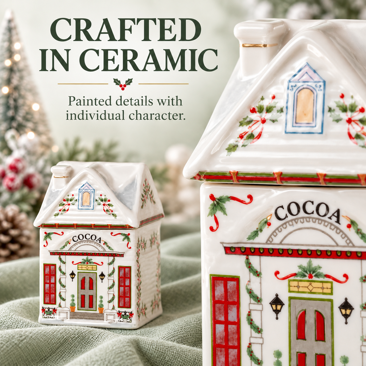 Ceramic Christmas House Spice Jar – Festive Kitchen Storage & Holiday Decor