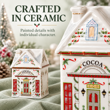 Ceramic Christmas House Spice Jar – Festive Kitchen Storage & Holiday Decor