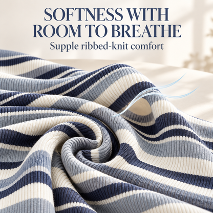 Women's Retro Striped Knit Lounge Set – Soft, Relaxed & Effortlessly Stylish