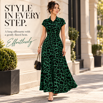 Women’s Leopard Print Maxi Shirt Dress