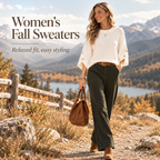 Women's 3/4 Sleeve Knit Sweater with Button-Detail Cuffs