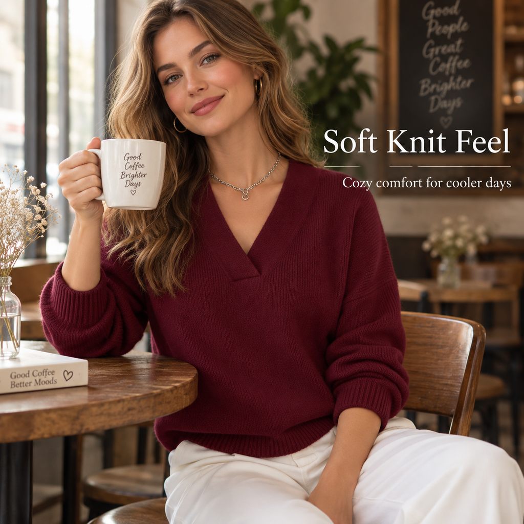 Women's Elegant Layered V-Neck Knit Sweater