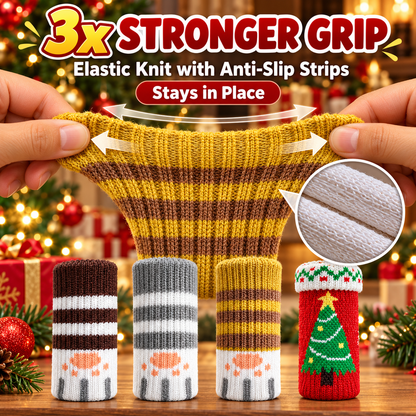 16/24 Pcs Christmas Knit Chair Leg Socks with Felt Pads – Non-Slip Furniture Floor Protectors