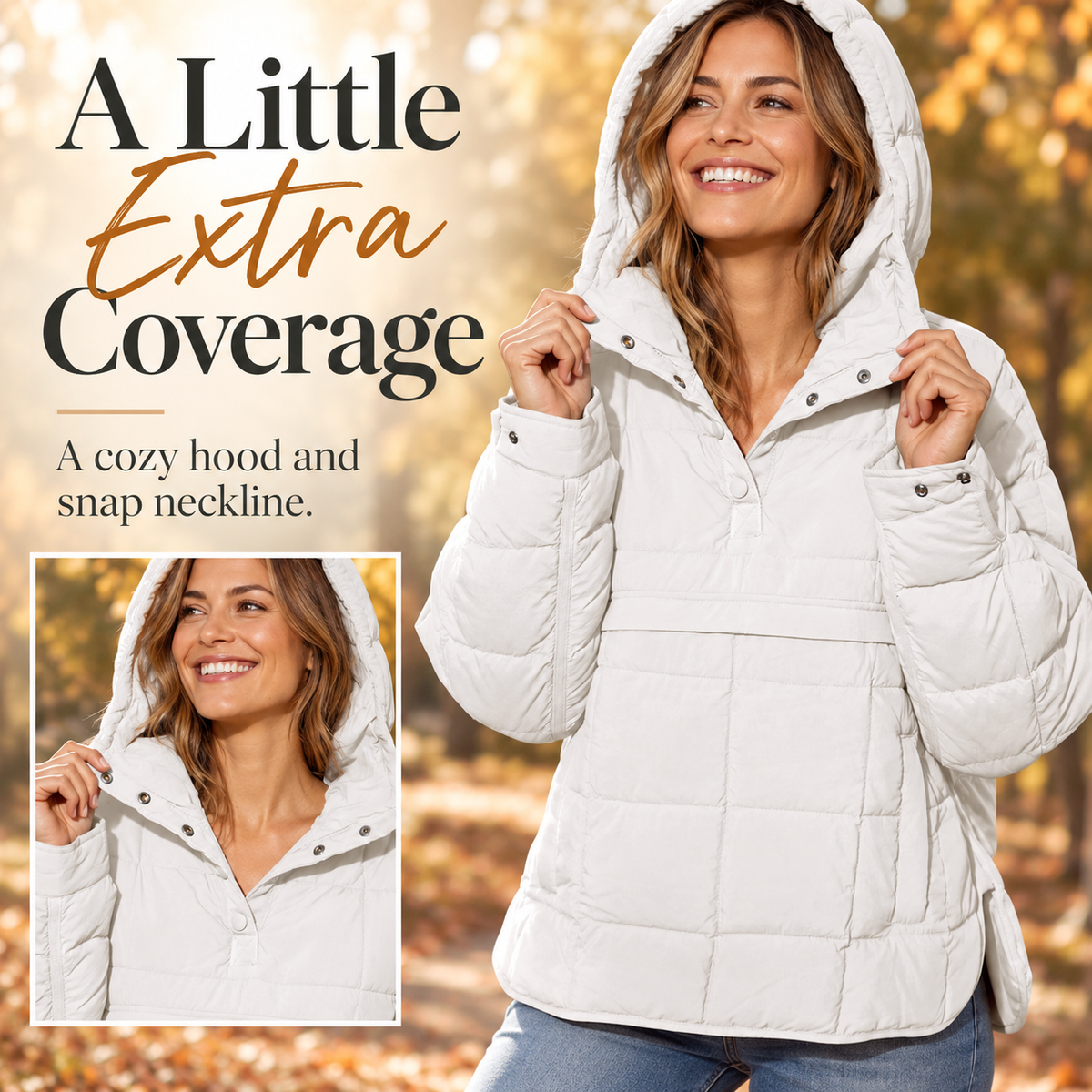 Tanming Women's Lightweight Quilted Hooded Anorak Jacket
