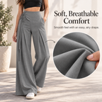 Women's High-Waist Asymmetric Lace-Up Wide-Leg Pants – Flattering Sculpted Fit