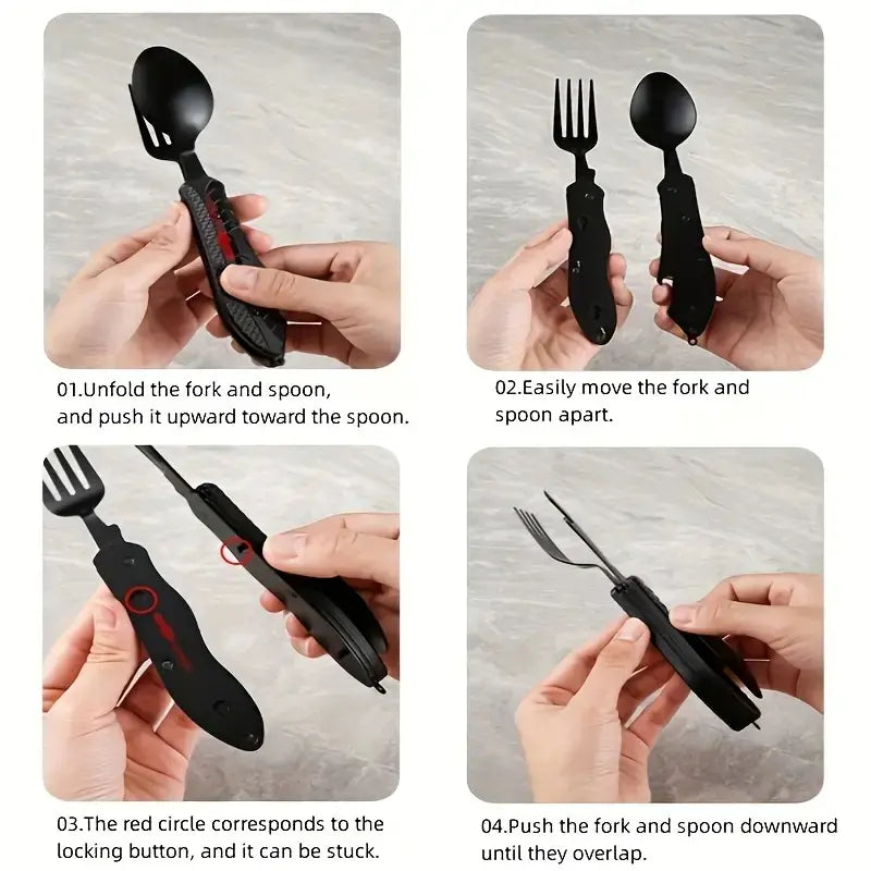 🥄 4-in-1 Folding Camping Utensil Set 🏕️