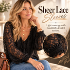 Elegant French Lace Tie-Neck Blouse | Casual Long Sleeve Boho Top