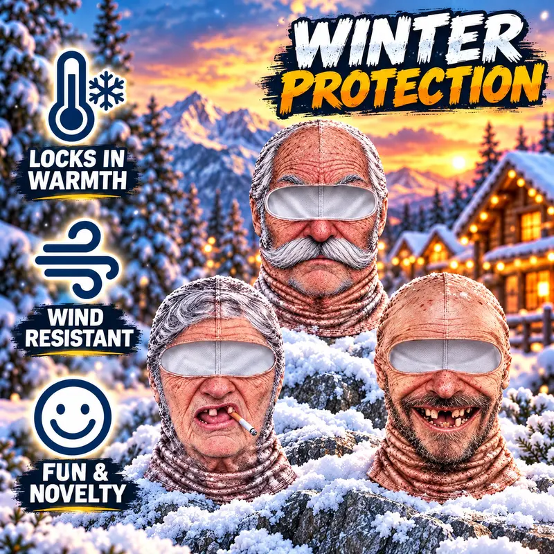 🤣Funny Realistic Face Ski Mask – Hilarious Winter Party Gear for Outdoor Groups