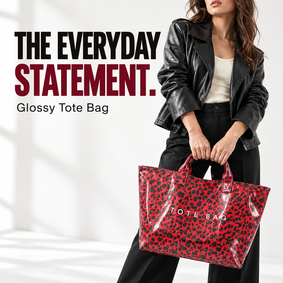 Women's Large Capacity Glossy Tote Bag – Stylish Everyday Carryall for Shopping, Work & Travel