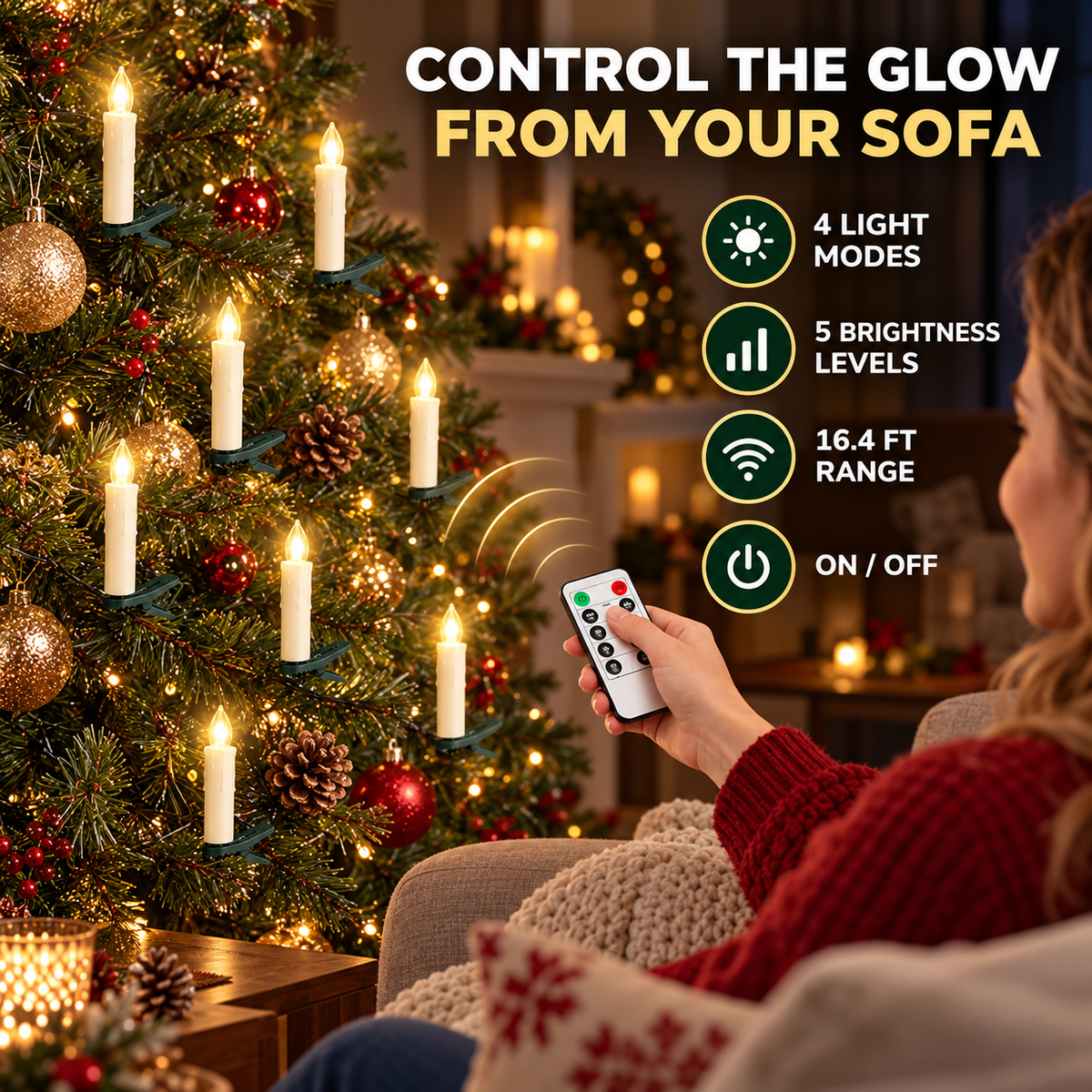 Flameless Clip-On Candle Lights with Remote — 10/20 Pack Holiday Set