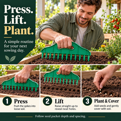 🌱 Garden Seed Spacing Tool – Multi-Row Soil Dibbler & Furrow Maker