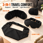 😴3-in-1 Airplane Sleep System with Memory Foam Pillow, Mask & Sling😴